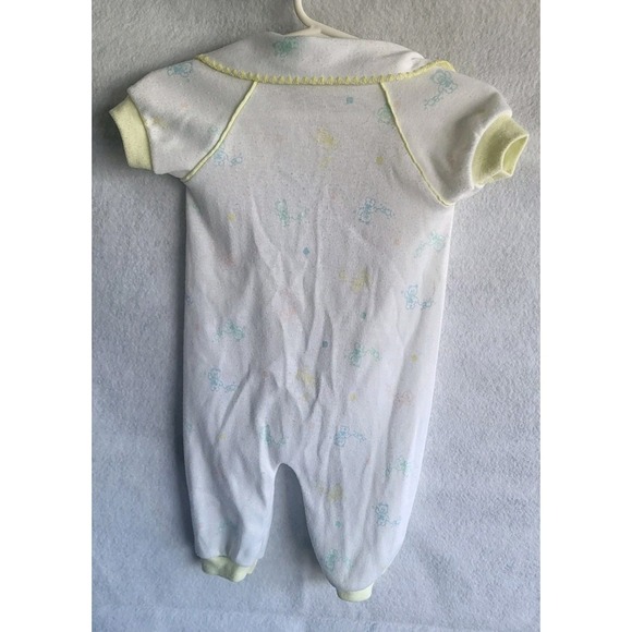 vintage sasson baby romper sleeper play outfit white yellow neutrals medium - Picture 5 of 9